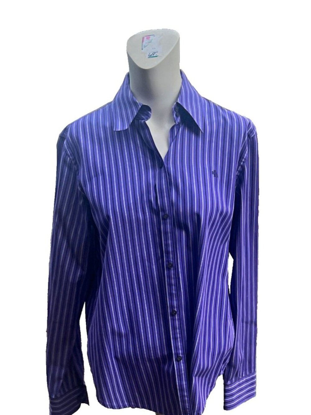 Lauren Ralph Lauren Womens M Purple Striped Long Sleeve Button Down Shirt